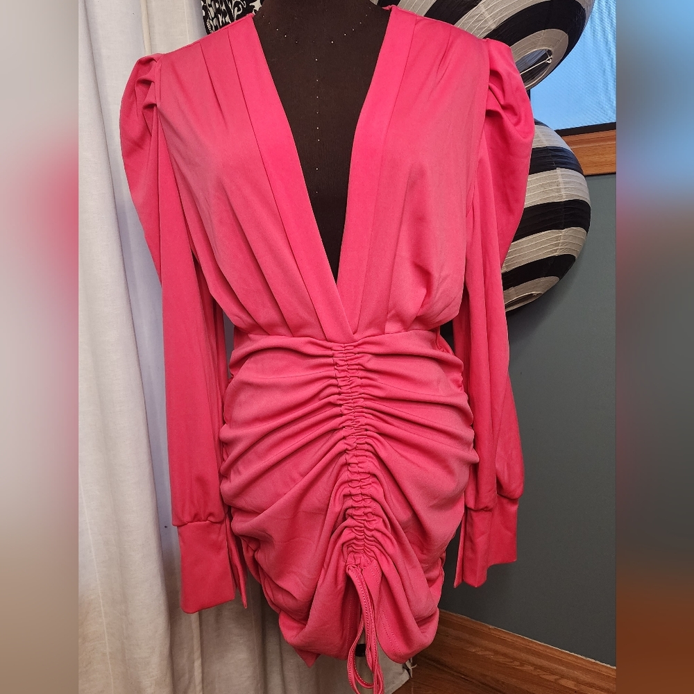 Pink Drawstring Dress